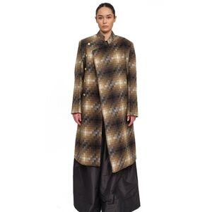 NON-GENDERED - BOYFRIEND ÁO DÀI TRENCH COAT - PIXELATED DOUBLE FACED WOOL